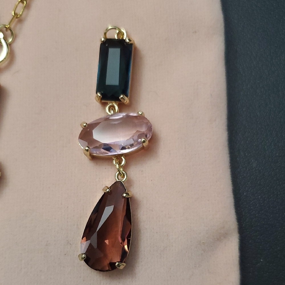 Melania Clara Gold Necklace and with Multicolored Gems And Extra Gems - Picture 4 of 9